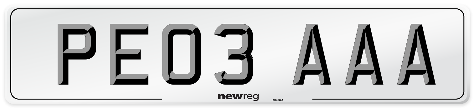 PE03 AAA Number Plate from New Reg